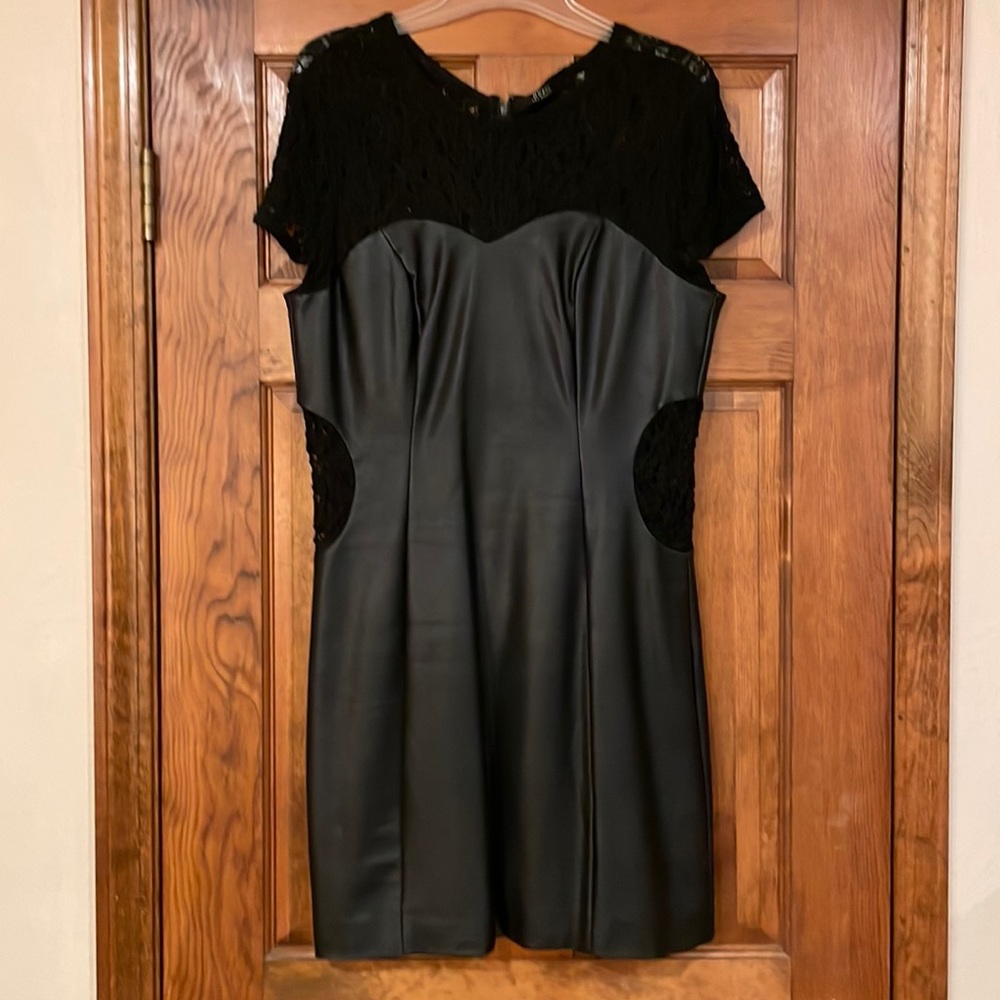 Black pleather and lace dress